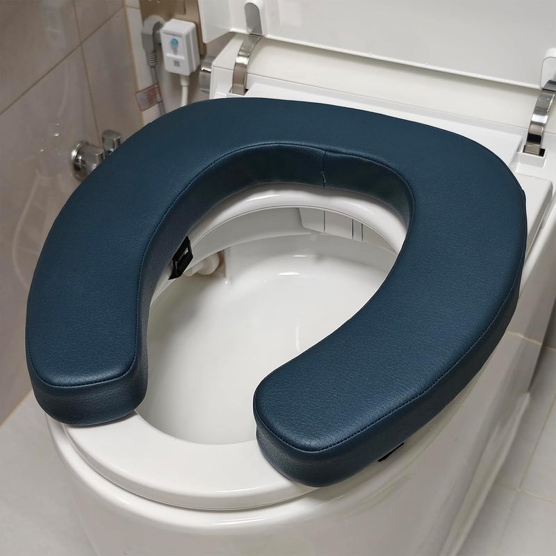 Deftyolo Toilet Seat Cushion Toilet Seat Riser with 2-inch High-Density Foam Performance Microfiber Fabric-Suitable for Standard,Elongated Toilets Bedside Commode(Blue) - Image 5